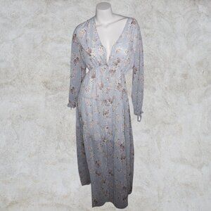 Ozblue Long Blue Floral Women's Maxi Dress Project Piece Needs TLC Gorgeous